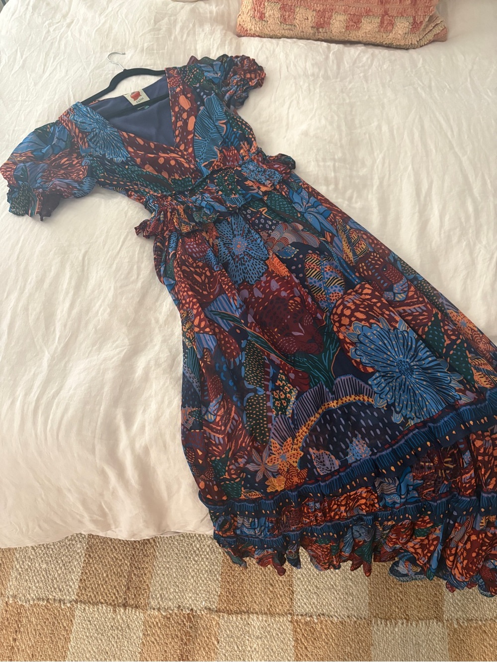 FARM Rio Navy and Rust Floral V-Neck Maxi Dress